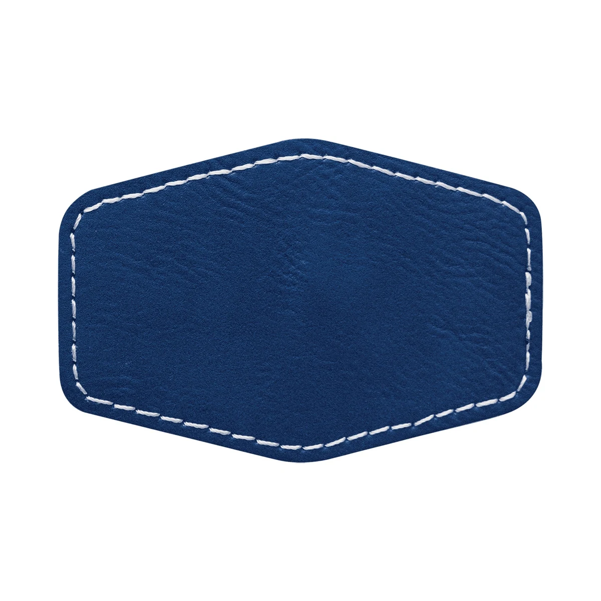 3" x 2" Blue/Silver Leatherette Hexagonal Patch with Adhesive 1