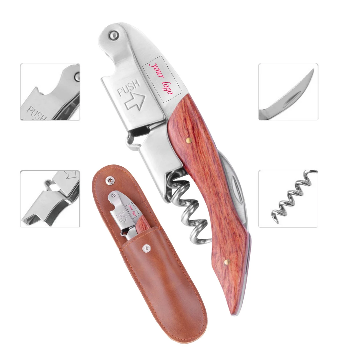 Stainless Steel Wood Handle Wine Opener 1