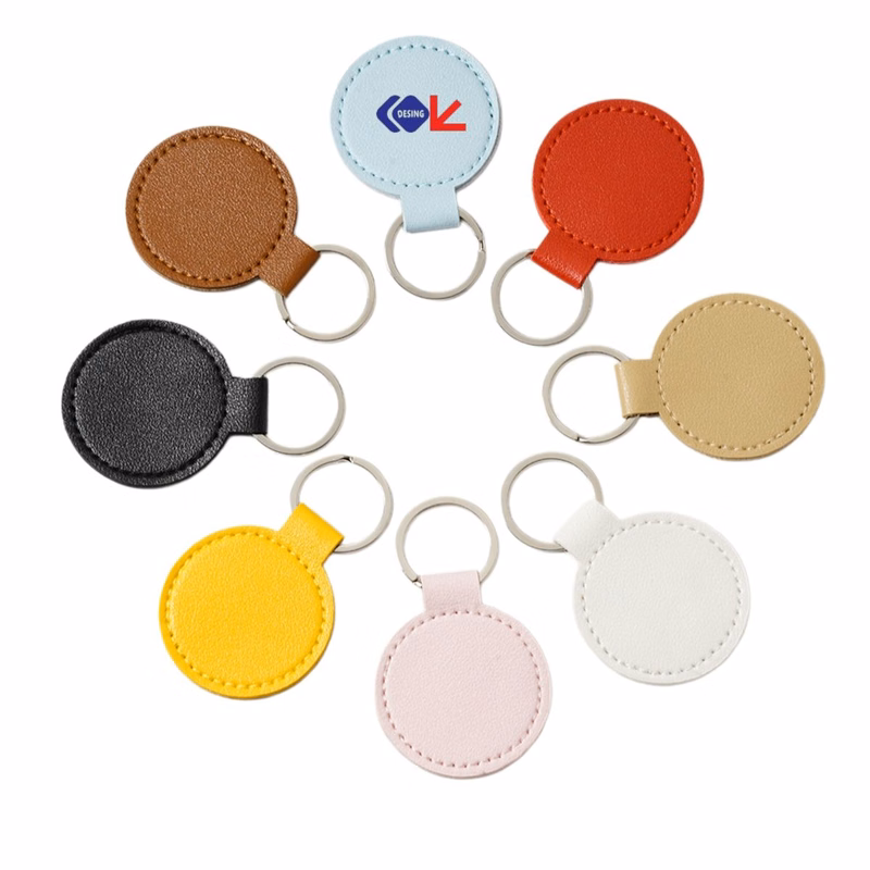 Round PU Leather Key Fob