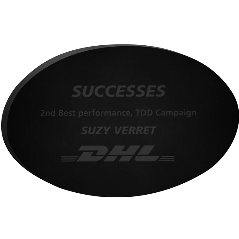 Black Oval Paper Weight (4"x 2 1/2"x 3/8") Laser Engraved 1