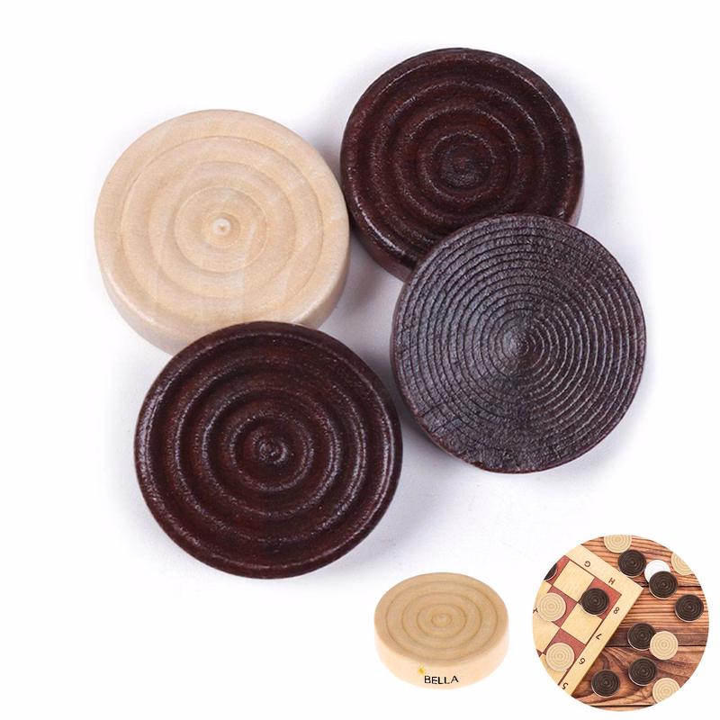 Solid Wooden Round Checkers Pieces Chess