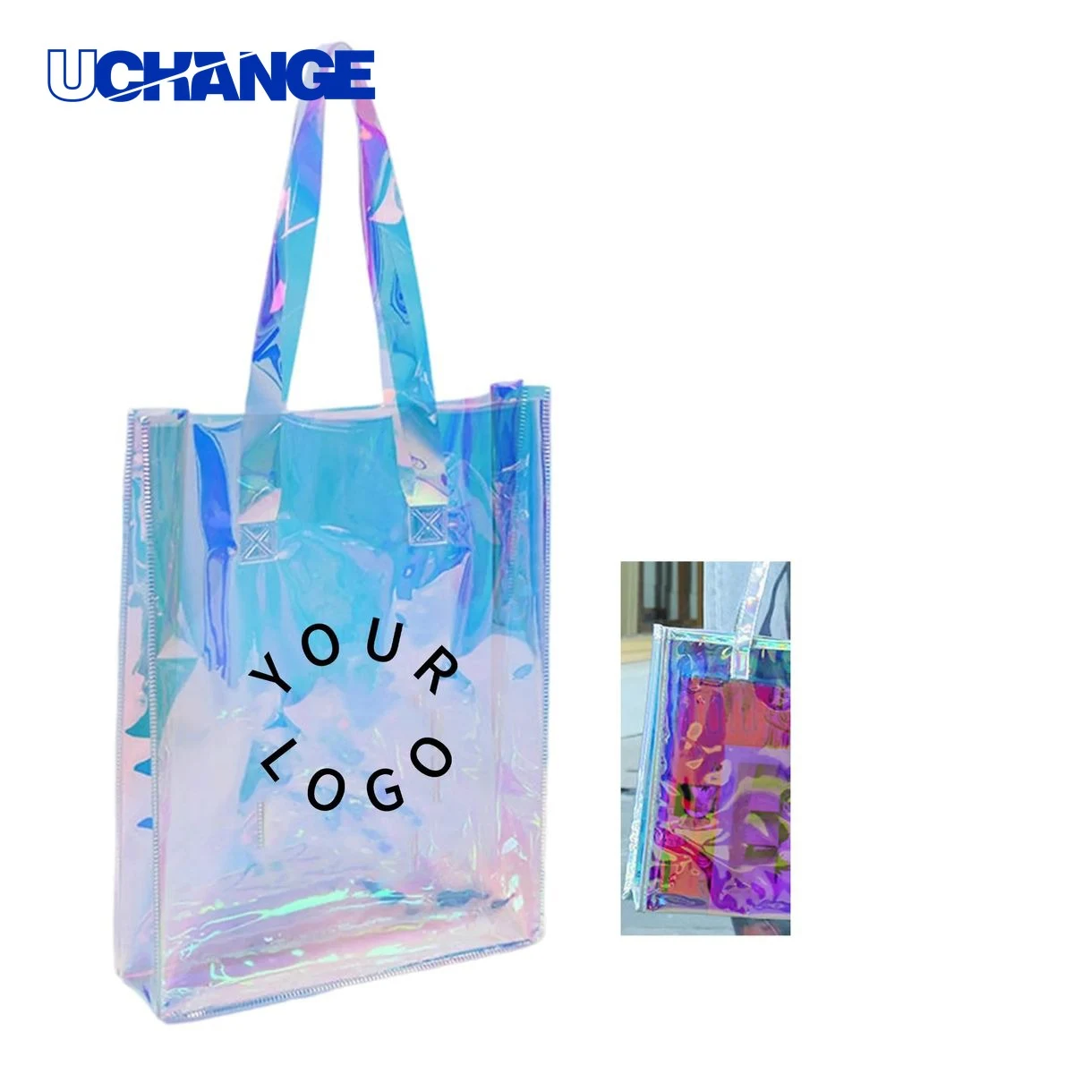 PVC Holographic Tote Bag Carrier Comfortable Handles 1