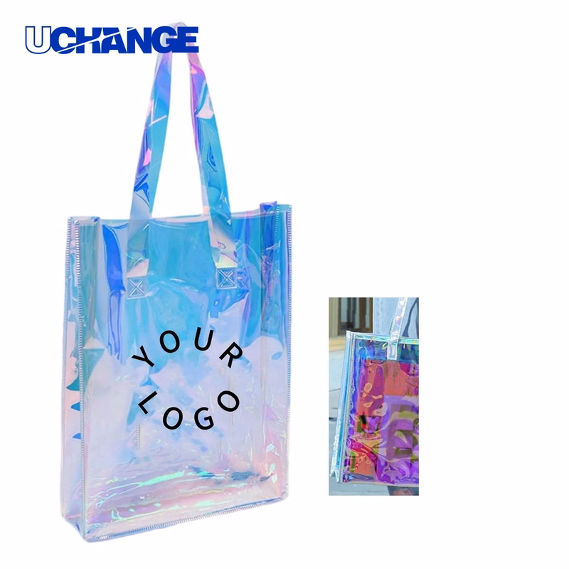 PVC Holographic Tote Bag Carrier Comfortable Handles