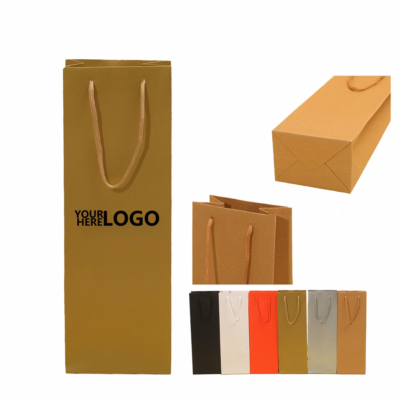 Thick Paper Single Bottle Wine Tote