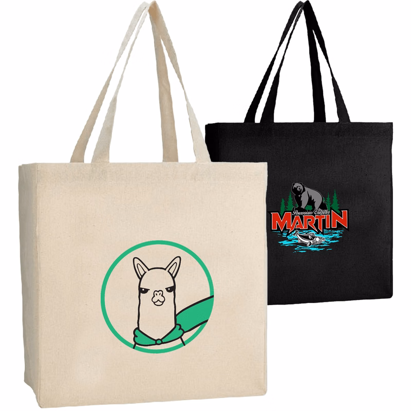 6 Oz Lightweight Cotton Canvas Grocery Tote Bag w/ Gusset (12"x13"x8")