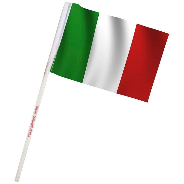 4" x 6" Italy Imprinted Staff Polyester Stick Flags 1