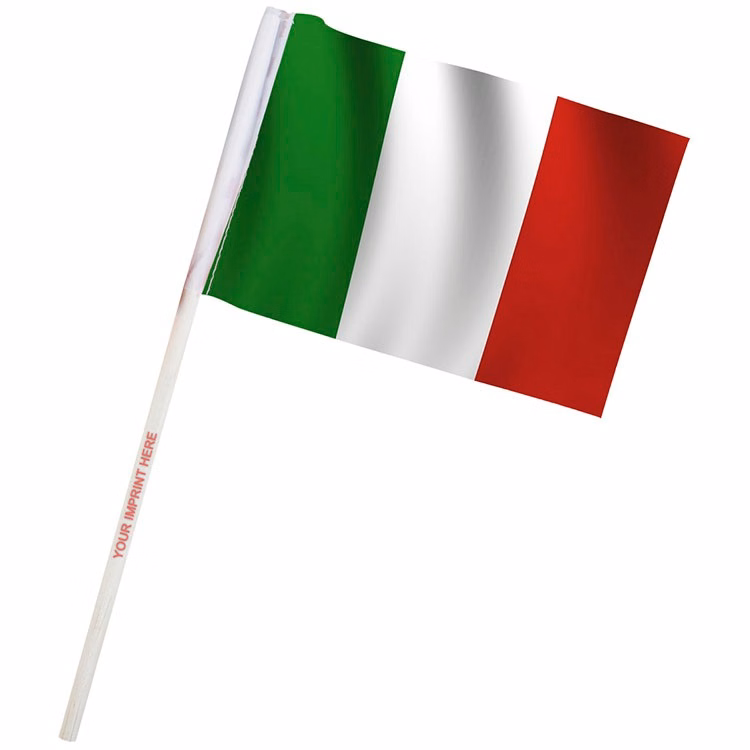 4" x 6" Italy Imprinted Staff Polyester Stick Flags