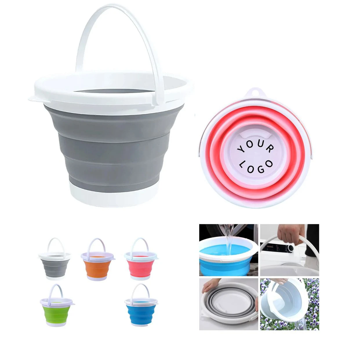 Portable Collapsible Silicone Bucket 3L for Outdoor 1