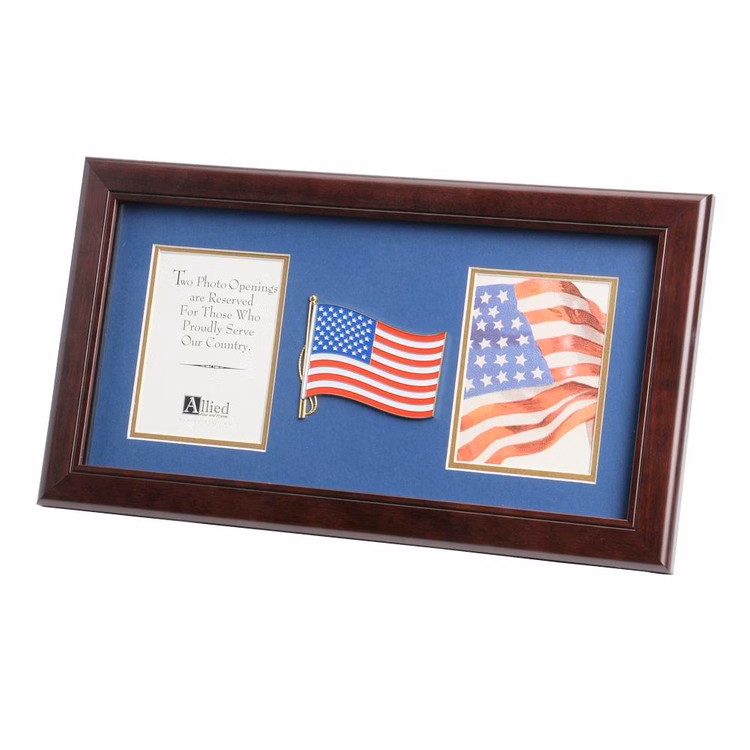 American Flag Medallion 4-Inch by 6-Inch Double Picture Frame
