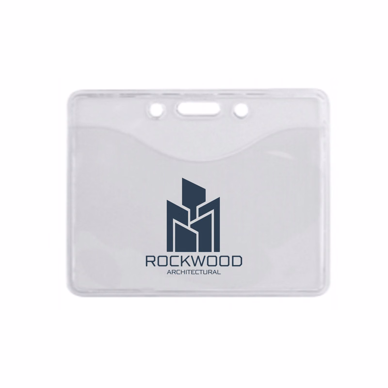 3.83" W x 3.06" H - Horizontal Clear Vinyl Badge Holder (1 Color Imprint)