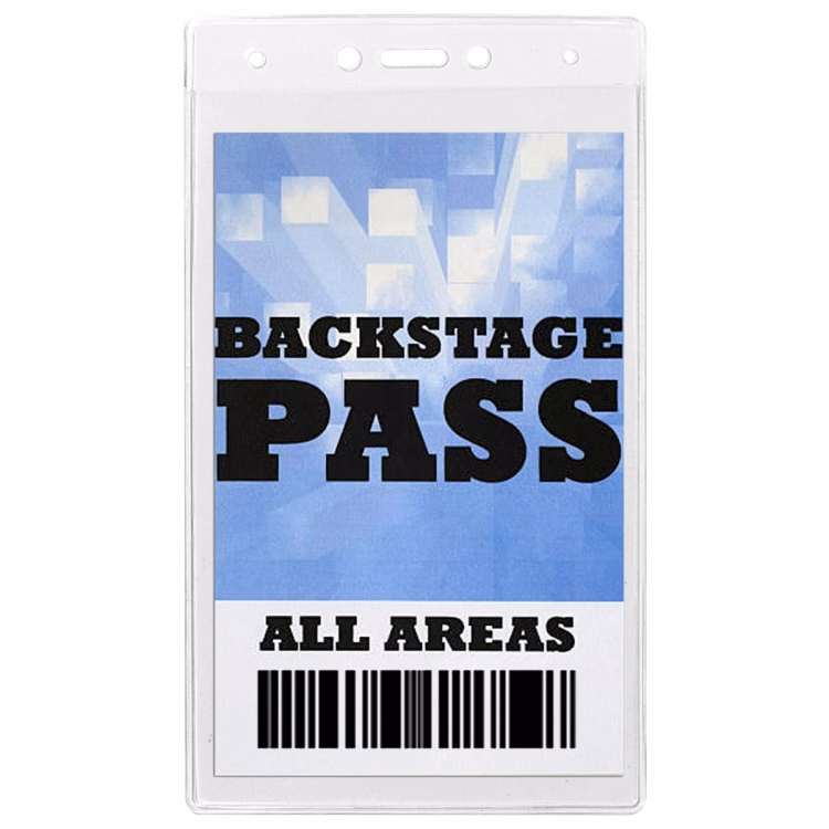 "TOLEDO" Clear Backstage Pass or Pit Pass Size Holder Fits 4" X 8" Insert
