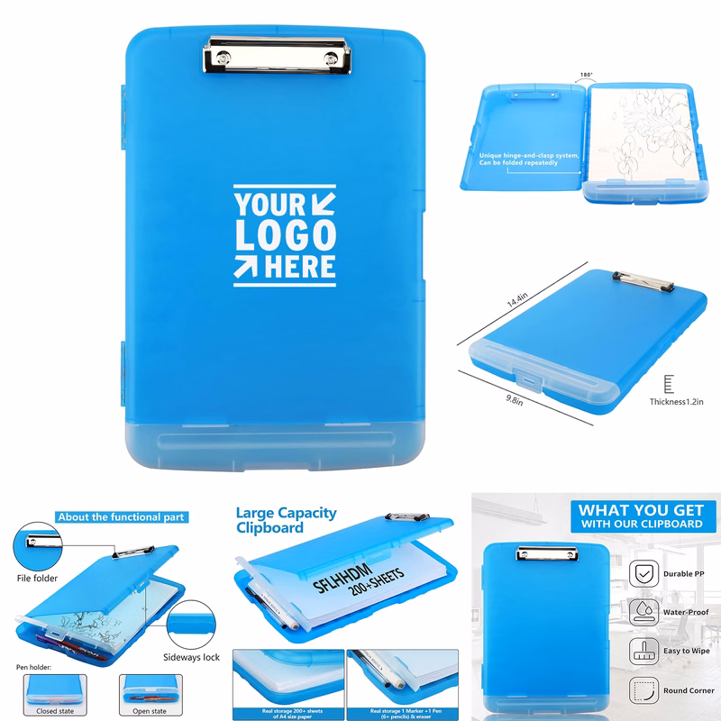 Plastic Foldable Storage Waterproof Clipboard With Low Profile Clip