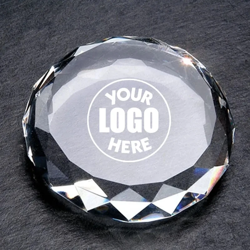 3" Optical Crystal Round Paperweight 1