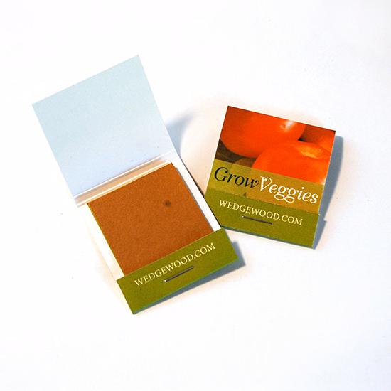 Small Veggie Seed Paper Matchbook, Single-Sided