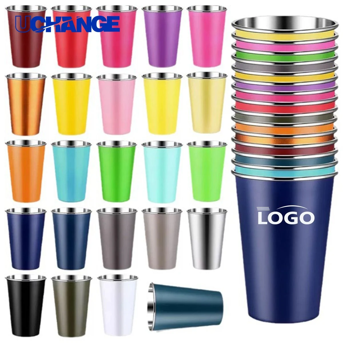 Unbreakable Colorful Stainless Steel Pint Cup Container (16oz) 1