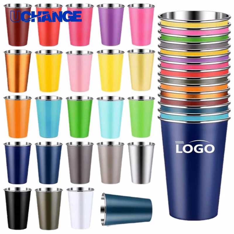 Unbreakable Colorful Stainless Steel Pint Cup Container (16oz)