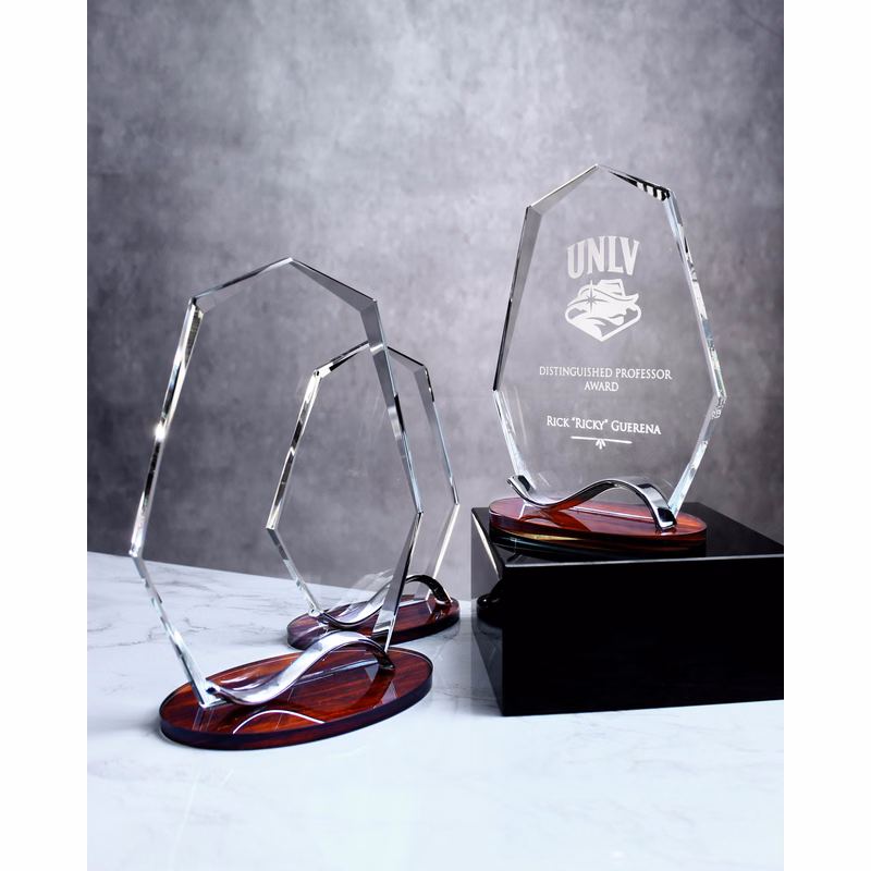 6" Summit Award On Wood Base