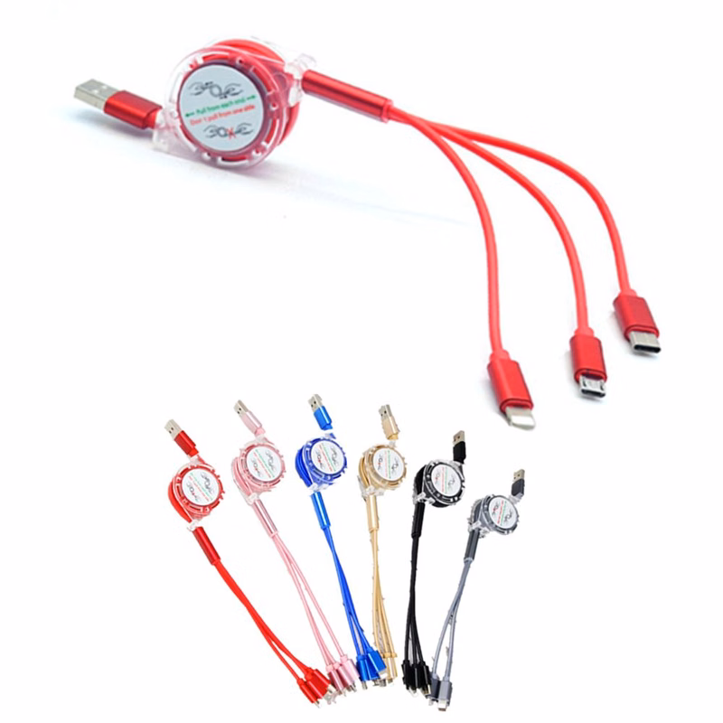 Translucent Retractable 3-in-1 Charging Cable