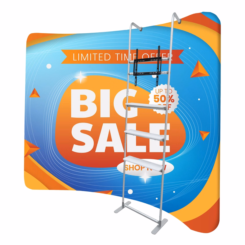 Curved Display W/Shelf & TV Bracket - 118"w x 89"h - 2 Side Imprint