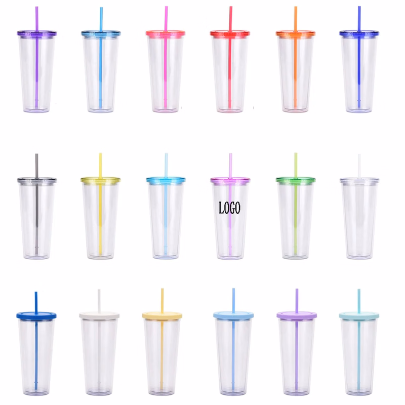 32oz Plastic Tumbler with Straw Lid