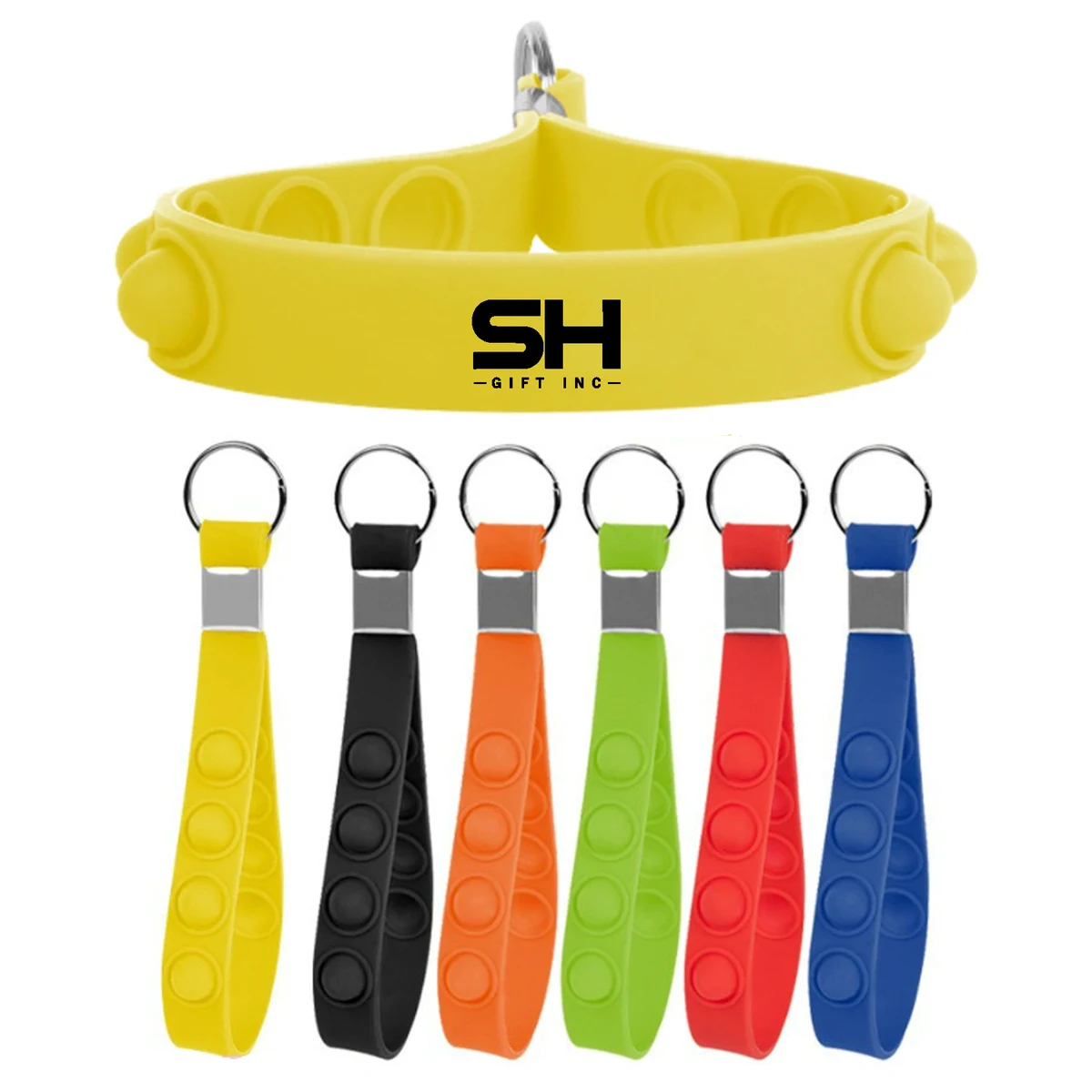 Silicone Pressure Reducing Wristband Keychain 1