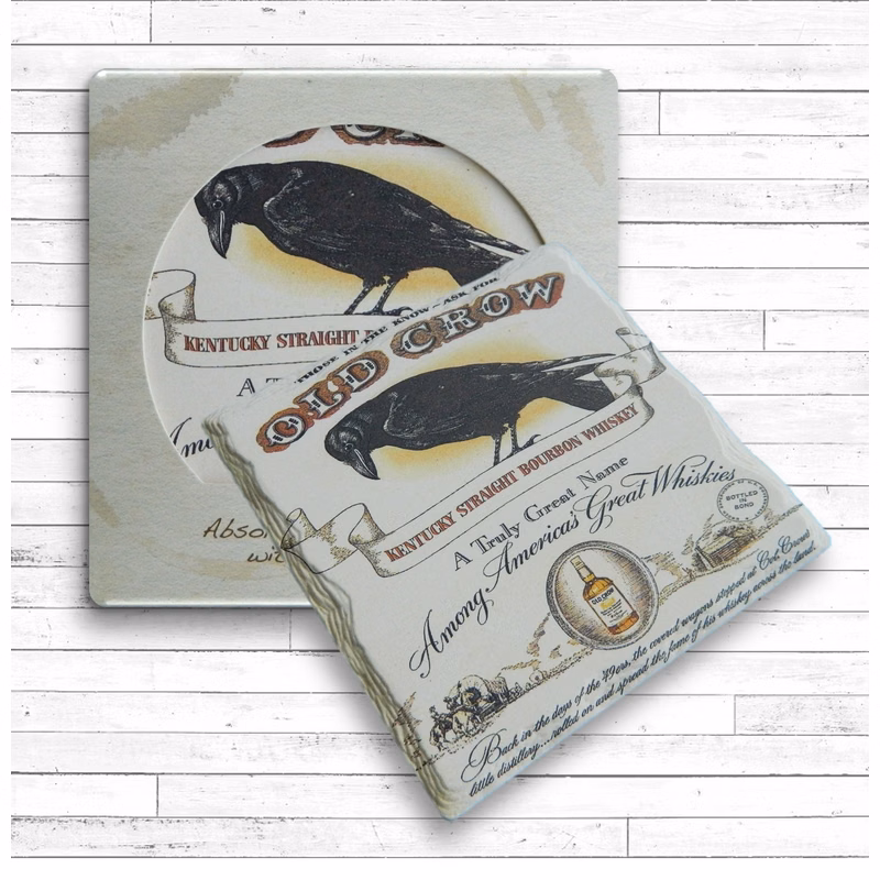 Square Layered Edge Absorbent Stone Coaster Packaged in Single Window Box