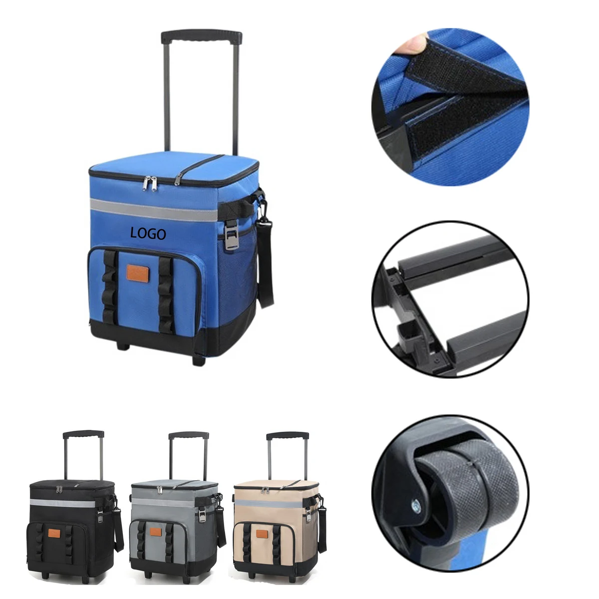 MOQ 10 Insulated Rolling Cooler Bag with Telescopic Handle 1