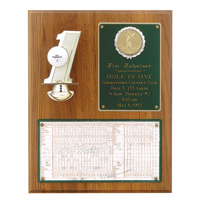 12" X 15" Hole In One Plaque With Score Card And Ball Mount