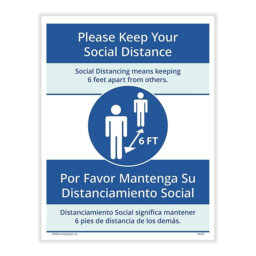 Social Distancing - 6 Feet Apart Posting (Bilingual) 3-Pack 1