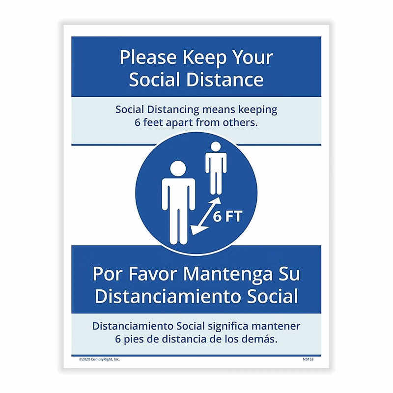 Social Distancing - 6 Feet Apart Posting (Bilingual) 3-Pack