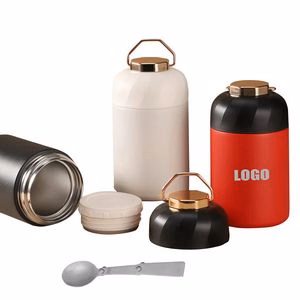 1050ml Stainless Steel Food Cup With Double Wall Insulation And Foldable Spoon