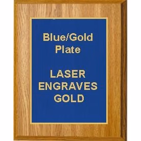 10-1/2" x 13" Oak Finish Plaque with a Blue Designer Plate
