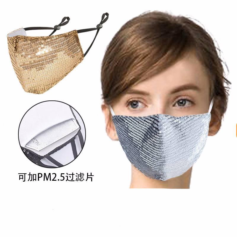 Washable Bling Sparkly Face Mask for Women