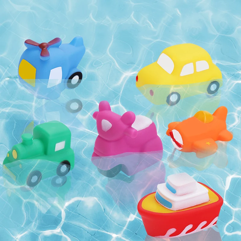 Silicone Sound Soft Vehicle Models Bathtub Toys 1