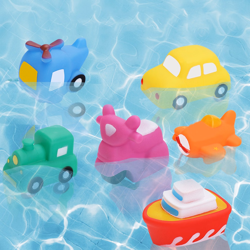 Silicone Sound Soft Vehicle Models Bathtub Toys