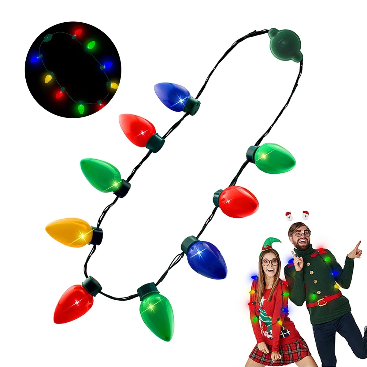 Led Light Up Christmas Bulb Necklace 1