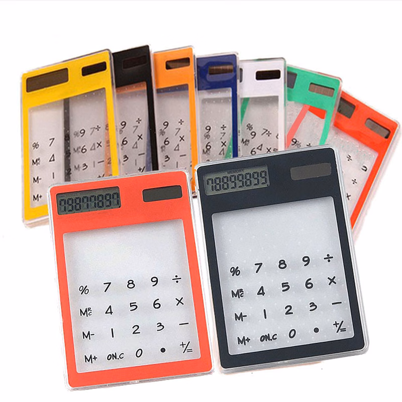 Transparent 8 Digit Solar Power Thin Calculator
