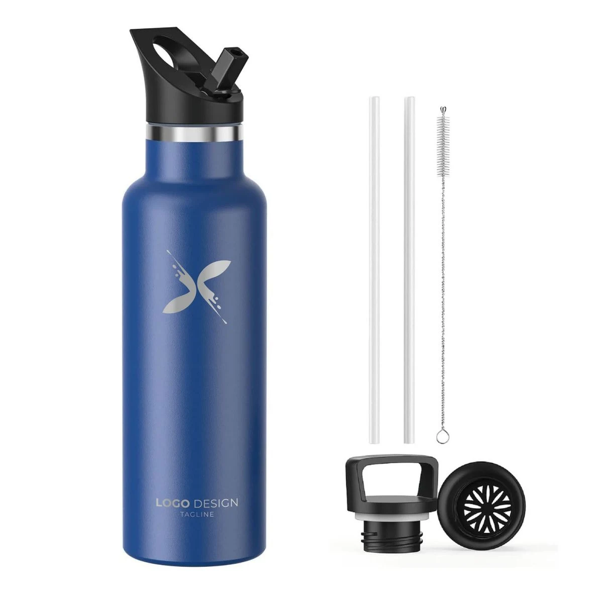 Stainless Steel Double Wall Water Bottles, Vacuum Insulated Bottle With Straw Lid, Insulated Bottle 1