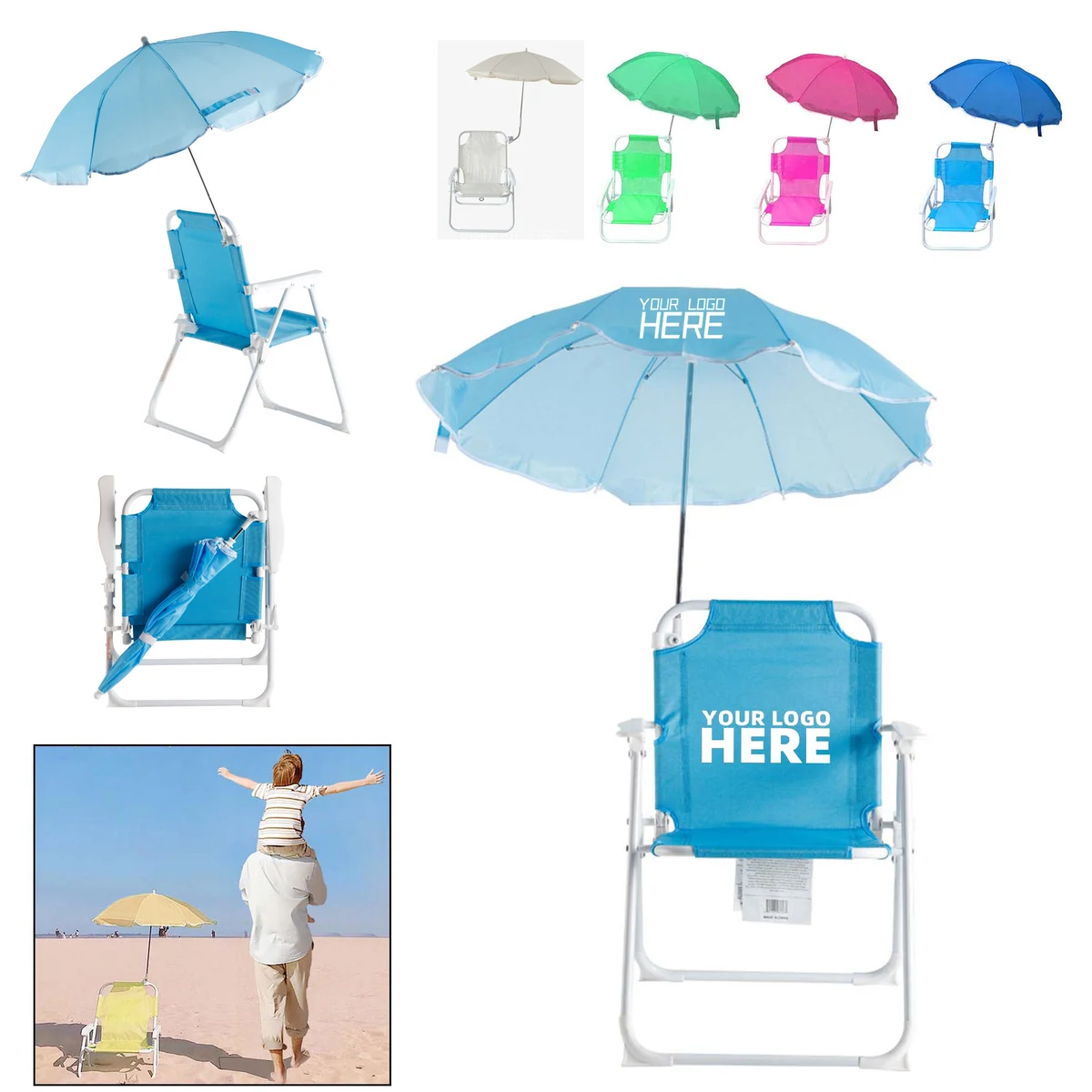 Kids Outdoor Beach Chair With Umbrella Baby Shark 1