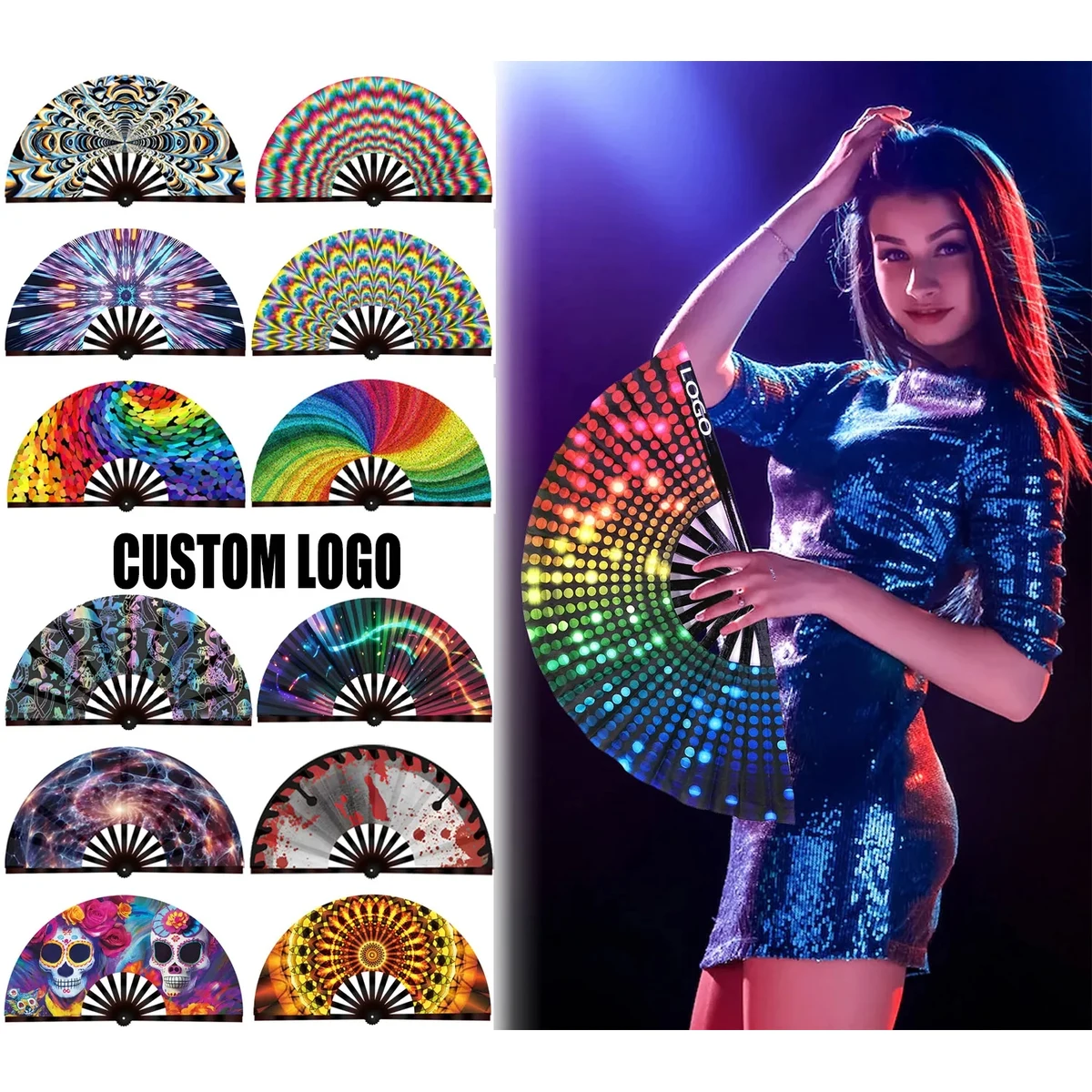 Satin Folding Dance Hand Fan 1