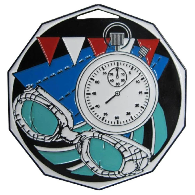 Swimming Decagon Colored Medallion (2") 1