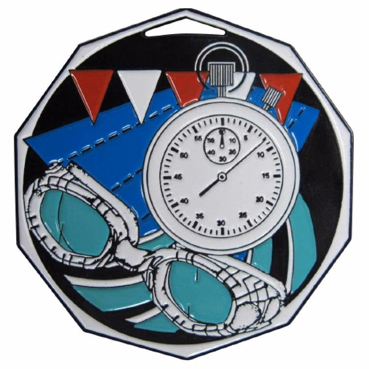 Swimming Decagon Colored Medallion (2")