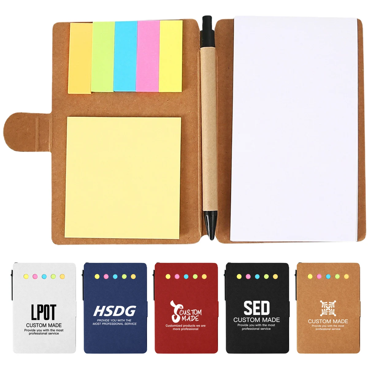 Kraft Paper Sticky Notebook With Pen 1