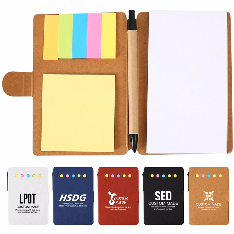 Kraft Paper Sticky Notebook With Pen
