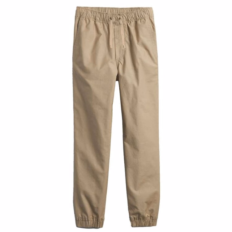 Boys' Slim Fit Twill Joggers - Khaki L 14/16