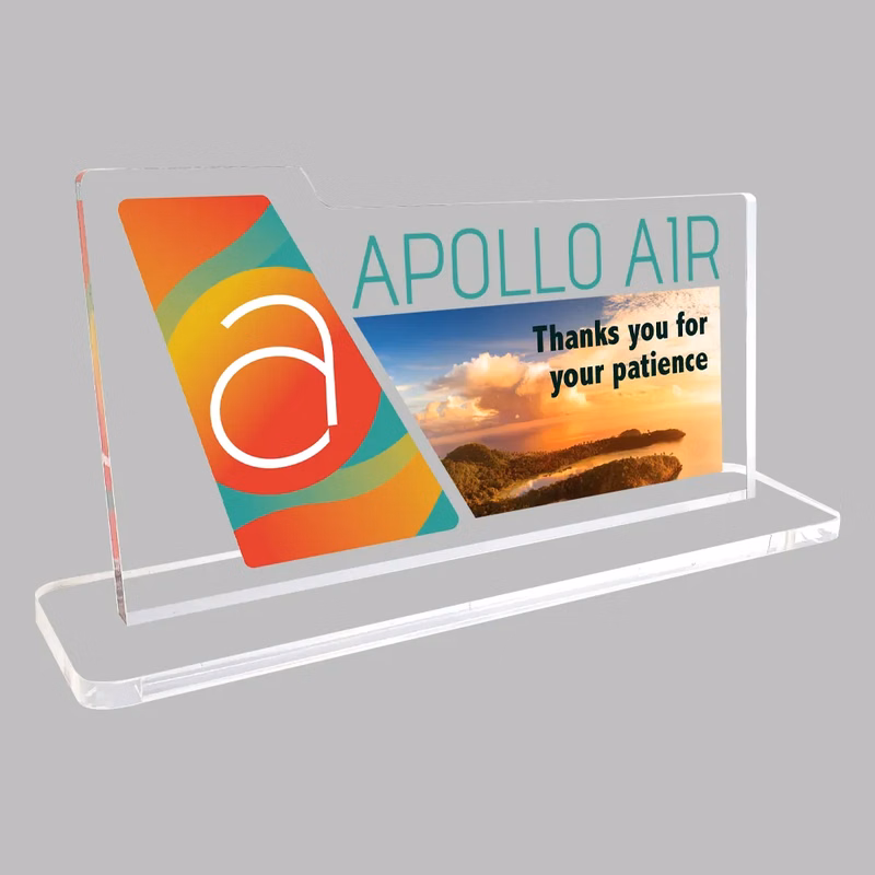 Clear Desk Plaque- Full color- with slotted base