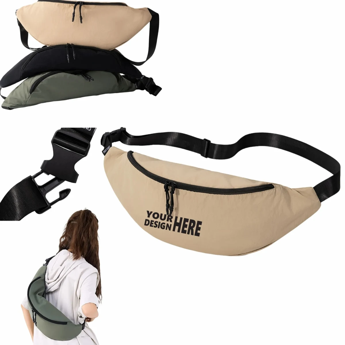 Large Nylon Fanny Pack, Outdoor Sports Crossbody 1