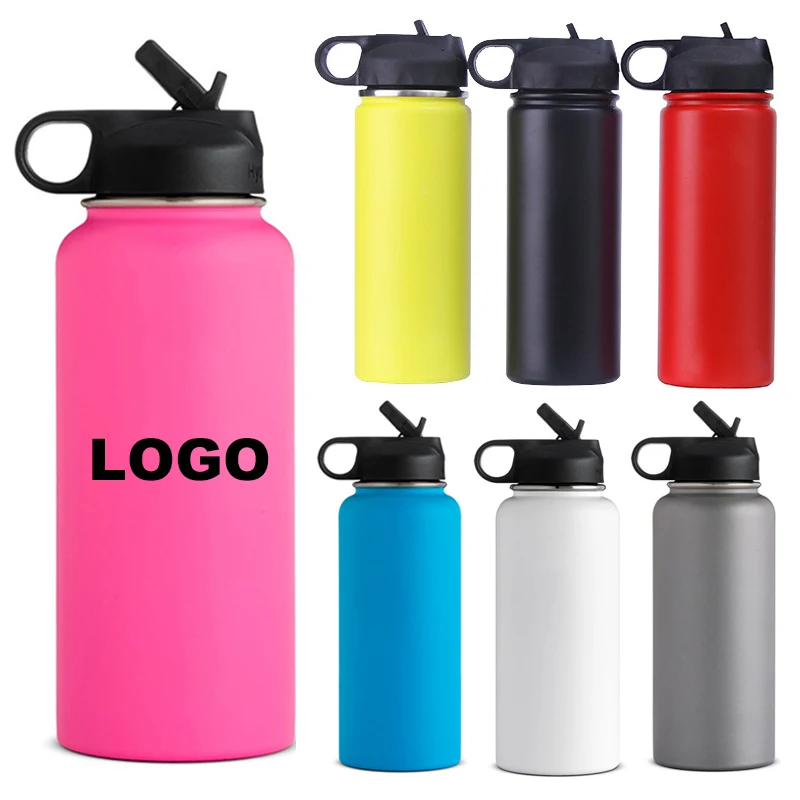 32 OZ. Stainless Steel Water Bottle with Straw Lid, custom water bottle with logo imprint 1