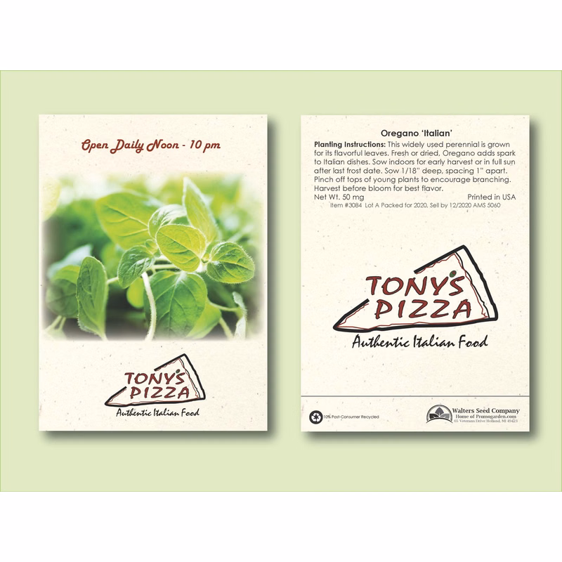 Oregano Herb Seed Packet - Size 3.25" x 4.5"