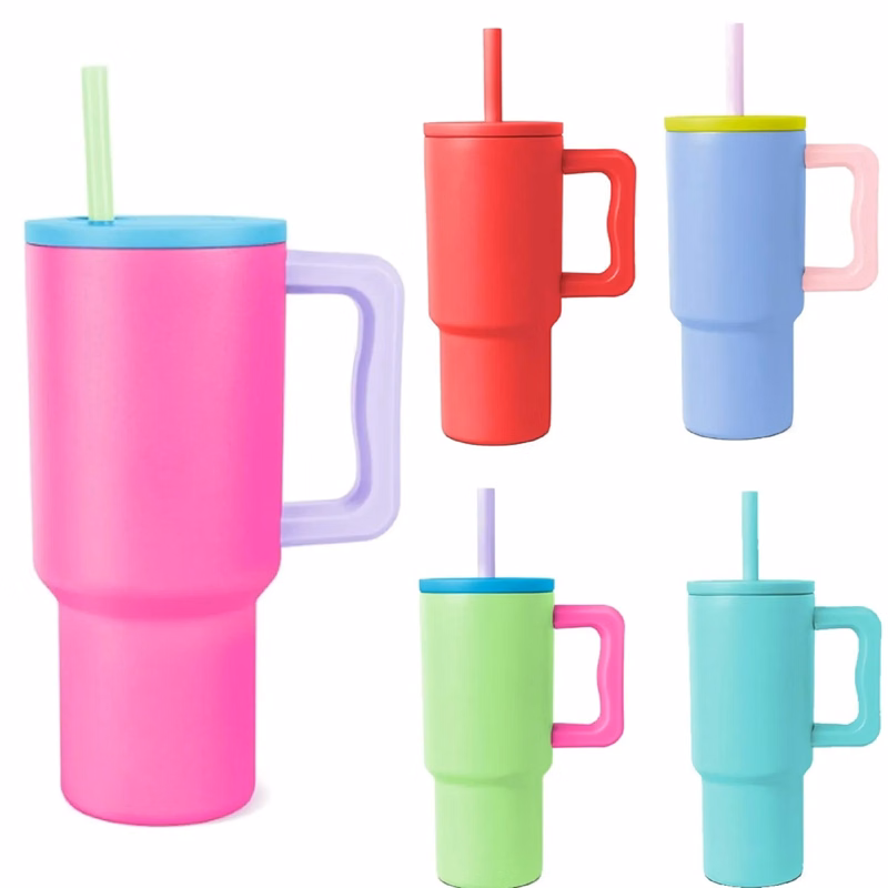 24 Oz. Stainless Steel Vacuum Tumbler with Handle & Straw